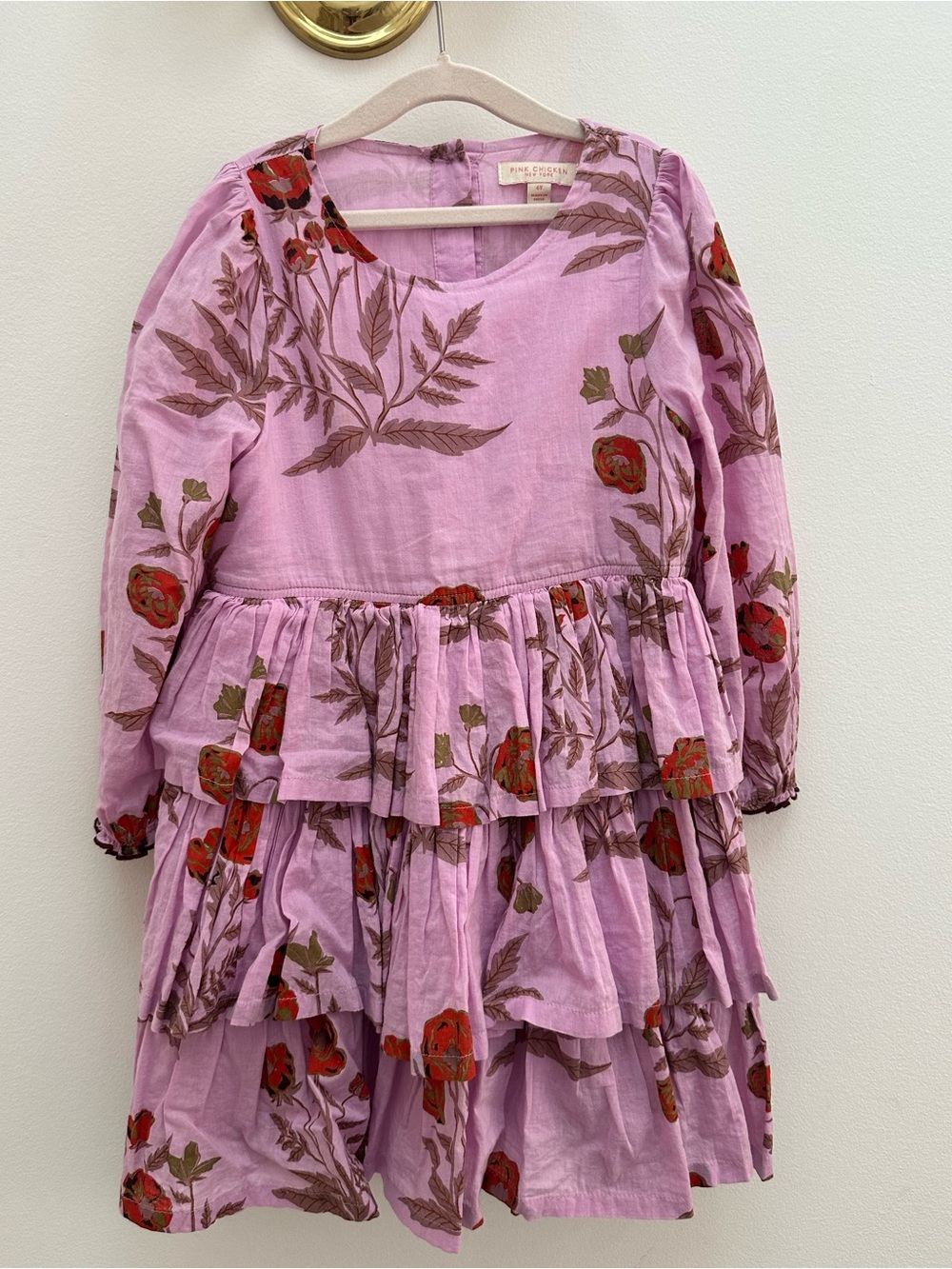 Pink Chicken Lavender Tiered Floral Dress - Pink & Red